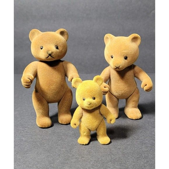 1980s Bear Family Simba Barenwald Baerenwald Calico dad mom baby felt animals - Picture 1 of 7
